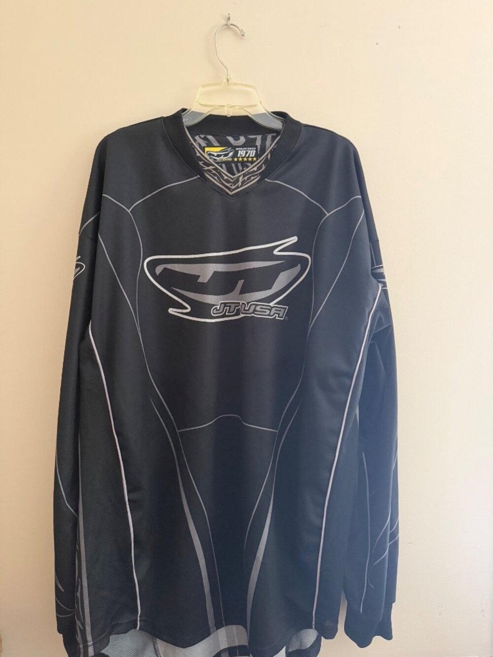 Vintage Y2K JT USA Paintball Racing Jersey Men’s 2XL 3XL Black Gray